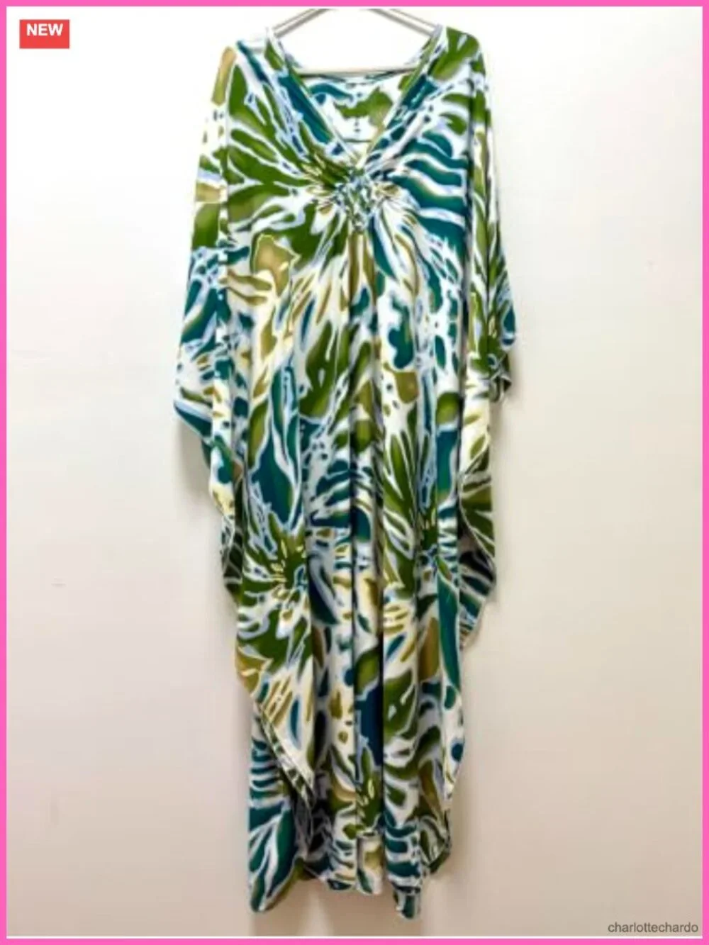 Hand Woven V Neck Swim Coverup Caftan Dress Rayon Cotton Kaftan Plus Size